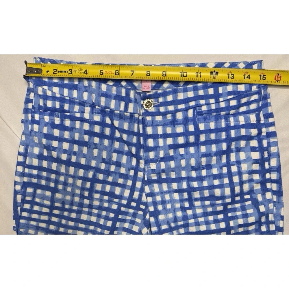 Lilly Pulitzer Kelly Skinny Ankle Pants Bennet Blue Feelin Beachy Gingham Size 6